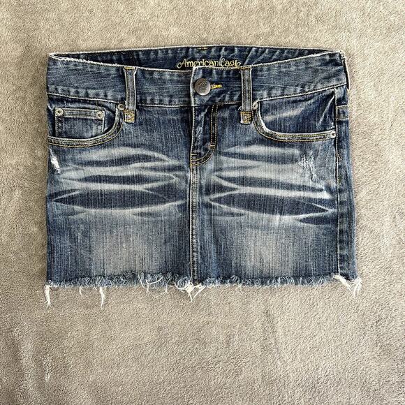 American Eagle Outfitters Dresses & Skirts - Vintage Y2K American Eagle Micro Denim Mini Skirt Women's 0 Distressed Grunge